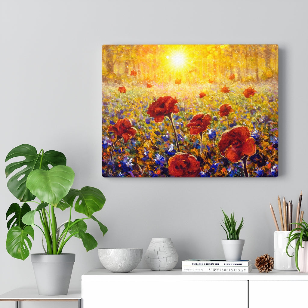 Sun Shines on Flower Field